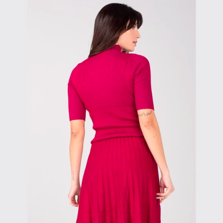 ALPELO - BLUSA DE TRICO MODAL RETILINEA MANGA CURTA E GOLA ALTA ALPELO - BLUSA DE TRICO MODAL RETILINEA MANGA CURTA E GOLA ALTA