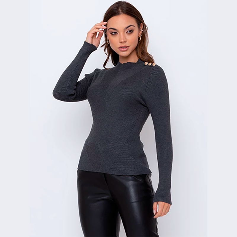 ALPELO - BLUSA DE TRICOT MODAL RETILÍNEA COM BOTÕES NO OMBRO MARINHO ALPELO - BLUSA DE TRICOT MODAL RETILÍNEA COM BOTÕES NO OMBRO MARINHO