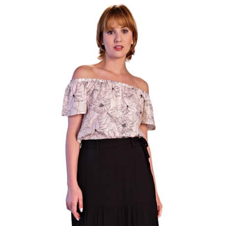 ALPELO - Blusa Fernie Ciganinha Flowers Off White