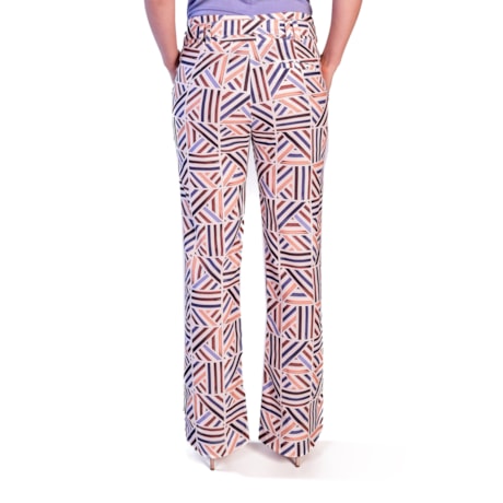 ALPELO - Calça reta em linho estampada com cinto ALPELO - Calça reta em linho estampada com cinto