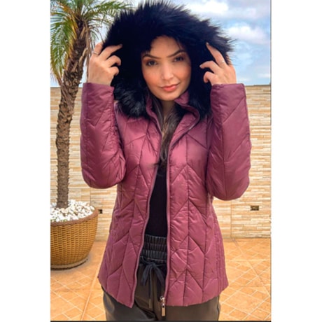 ALPELO - JAQUETA DE NYLON ZIGZAG COM CAPUZ PELUCIADO REMOVIVEL ALPELO - JAQUETA DE NYLON ZIGZAG COM CAPUZ PELUCIADO REMOVIVEL