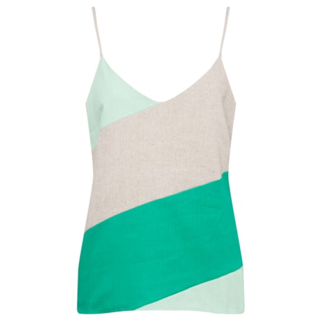 ALPELO - Regata Viscolinho Bicolor Verde ALPELO - Regata Viscolinho Bicolor Verde