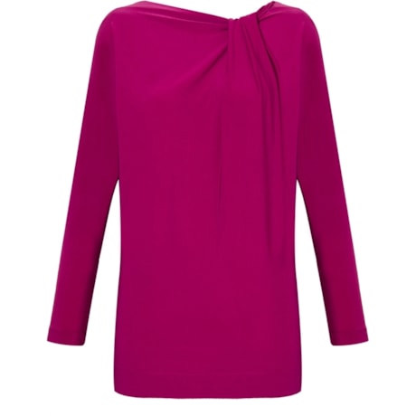 ALPHORRIA - BLUSA CREPE DE MALHA PREGA DECOTE M/L - ROSA