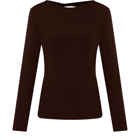 ALPHORRIA - BLUSA CREPE DE MALHA TIRAS COSTAS M/L - MARROM