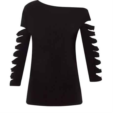 ALPHORRIA - BLUSA CREPE DE MALHA TIRAS MANGA - PRETO