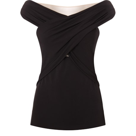 ALPHORRIA - BLUSA JERSEY BUSTO TULE TRANSPASSADA - PRETO