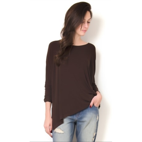 ALPHORRIA - BLUSA MALHA BARRA ASSIMETRICA - MARROM