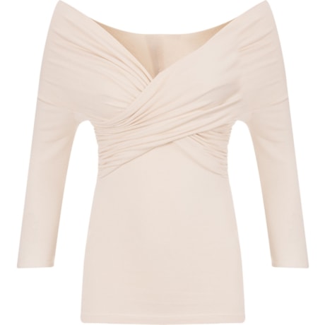 ALPHORRIA - BLUSA OMBRO A OMBRO MALHA - AREIA