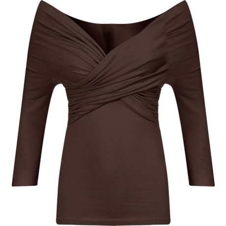 ALPHORRIA - BLUSA OMBRO A OMBRO MALHA - MARROM