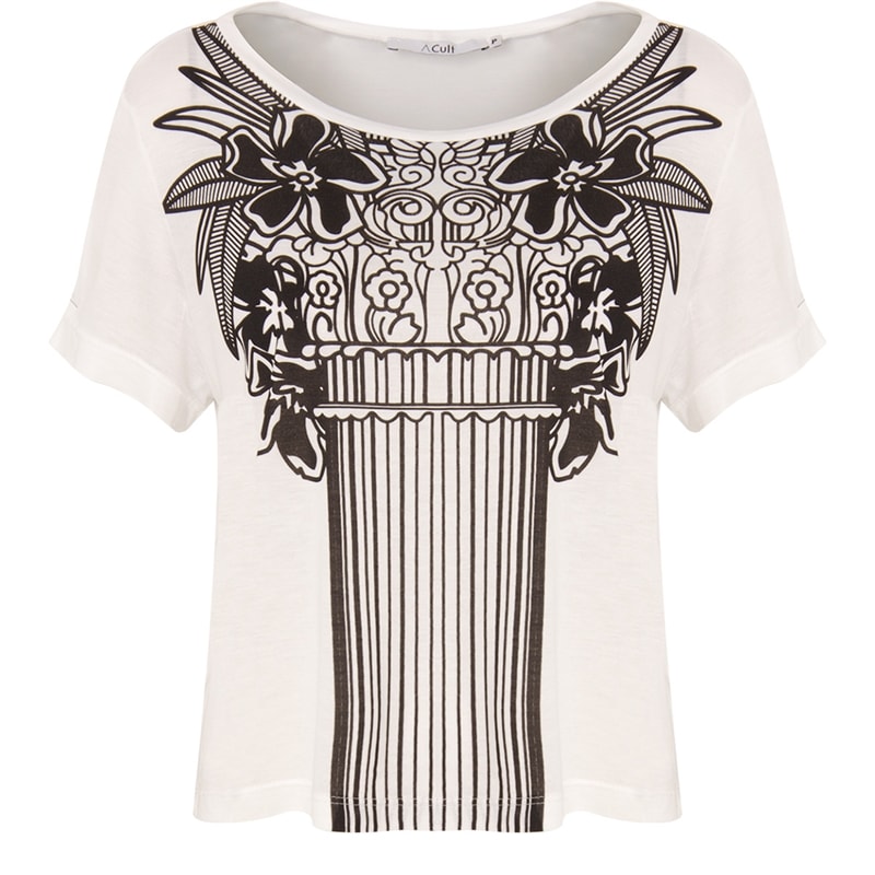 ALPHORRIA - BLUSA T-SHIRT CROPPED ESTAMPADA - BRANCO