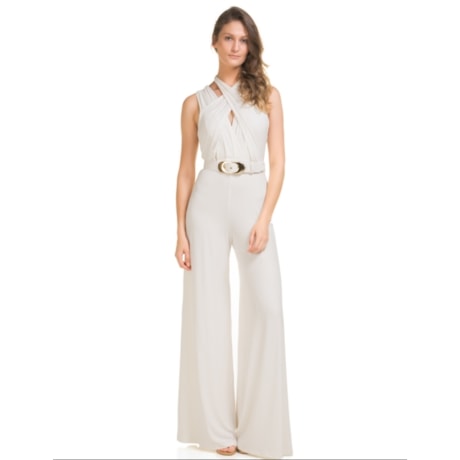 ALPHORRIA - MACACÃO JERSEY PANTALONA DECOTE V ALÇA CRUZADA - OFF WHITE ALPHORRIA - MACACÃO JERSEY PANTALONA DECOTE V ALÇA CRUZADA - OFF WHITE