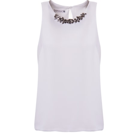ALPHORRIA - REGATA CHIFFON DECOTE BORDADO - OFF WHITE ALPHORRIA - REGATA CHIFFON DECOTE BORDADO - OFF WHITE
