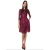 ALPHORRIA - VESTIDO CURTO RENDA BORDADA COM PREGAS - VINHO