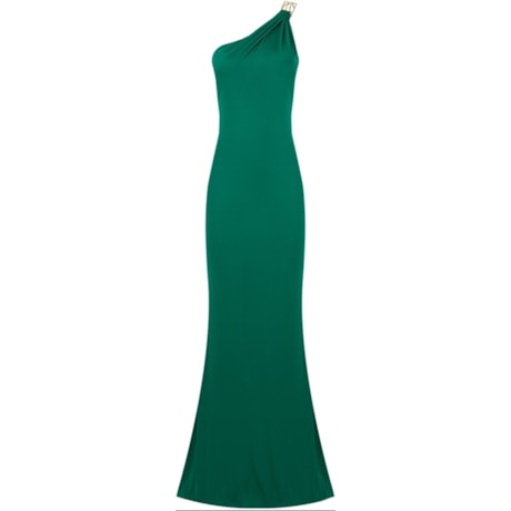 ALPHORRIA- VESTIDO DE FESTA LONGO  - OMBRO FIVELA JERSEY - VERDE - VERDE