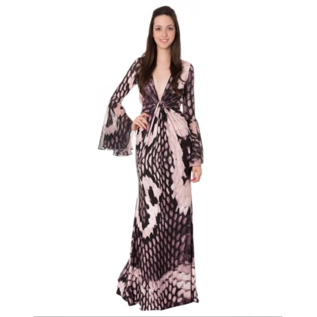 ALPHORRIA - VESTIDO DE FESTA LONGO PYTON MANGA LONGA - ROSÊ ALPHORRIA - VESTIDO DE FESTA LONGO PYTON MANGA LONGA - ROSÊ