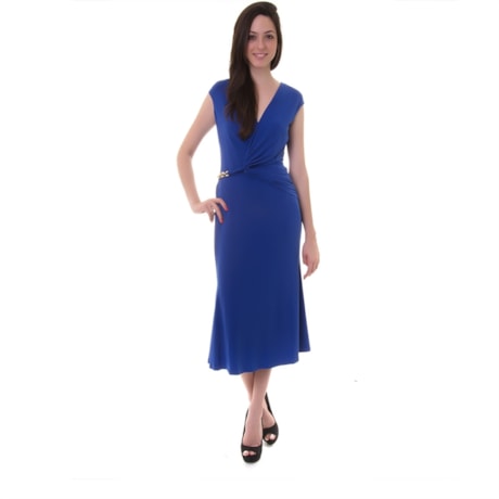 ALPHORRIA - VESTIDO DE FESTA  MIDI FIVELA METAL CREPE DE MALHA - ROYAL