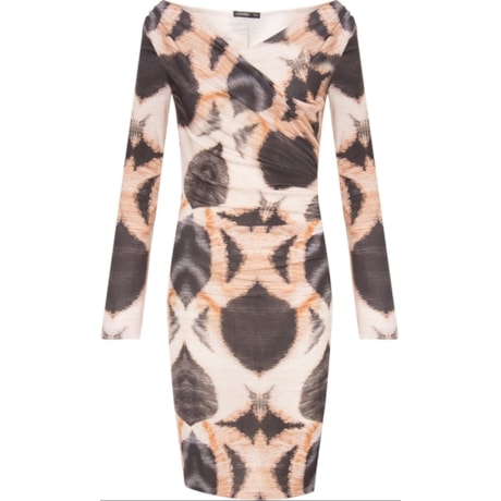 ALPHORRIA - VESTIDO JERSEY DRAPEADO ESTAMPA TEXTURA - BEGE ALPHORRIA - VESTIDO JERSEY DRAPEADO ESTAMPA TEXTURA - BEGE