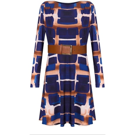 ALPHORRIA - VESTIDO JERSEY MADRAS C/ CINTO M/L - AZUL ALPHORRIA - VESTIDO JERSEY MADRAS C/ CINTO M/L - AZUL
