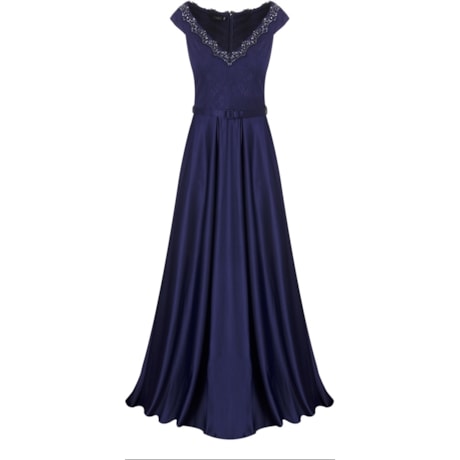ALPHORRIA - VESTIDO LONGO CORPO RENDA DECOTE BORDADO - MARINHO ALPHORRIA - VESTIDO LONGO CORPO RENDA DECOTE BORDADO - MARINHO