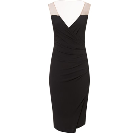 ALPHORRIA - VESTIDO LONGUETE TRANSPASSADO TULE OMBROS - PRETO ALPHORRIA - VESTIDO LONGUETE TRANSPASSADO TULE OMBROS - PRETO