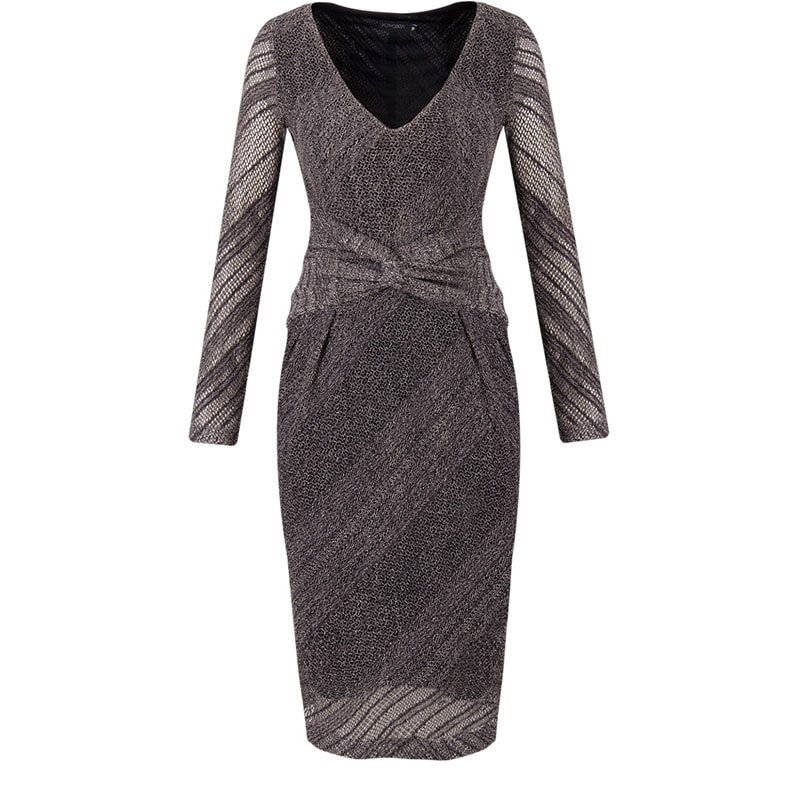ALPHORRIA - VESTIDO MALHA CROCHE M/L - CINZA
