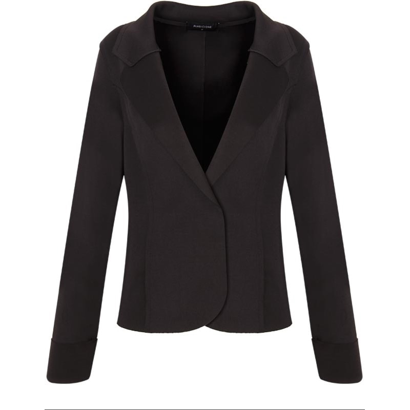 AMBICIONE -BLAZER NEOPRENE RECORTE A FIO - PRETO