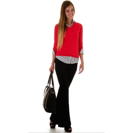 AMBICIONE - BLUSA BÁSICA MODAL DECOTE V ML - VERMELHO AMBICIONE - BLUSA BÁSICA MODAL DECOTE V ML - VERMELHO