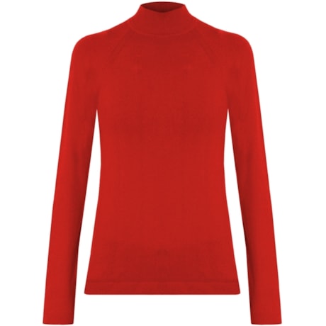 AMBICIONE - BLUSA BASICA MODAL GOLA CHAMINÉ M/L - VERMELHO