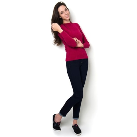 AMBICIONE - BLUSA DECOTE REDONDO FIO IMPORTADO - CORAL