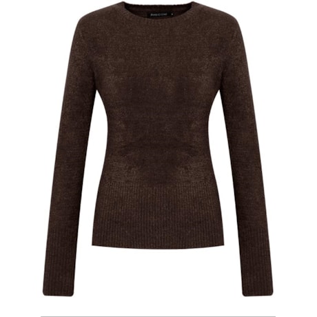 AMBICIONE - BLUSA DECOTE REDONDO FIO IMPORTADO - MARROM AMBICIONE - BLUSA DECOTE REDONDO FIO IMPORTADO - MARROM