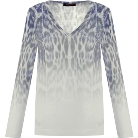 AMBICIONE - BLUSA DECOTE V ANIMAL PRINT - AZUL AMBICIONE - BLUSA DECOTE V ANIMAL PRINT - AZUL