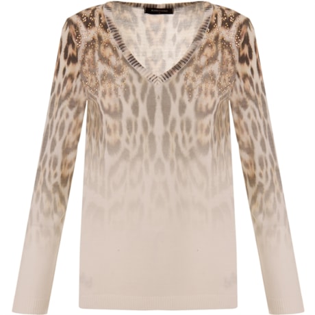 AMBICIONE - BLUSA DECOTE V ANIMAL PRINT - BEGE AMBICIONE - BLUSA DECOTE V ANIMAL PRINT - BEGE