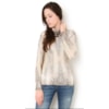 AMBICIONE - BLUSA MAXI PULL TRICOT ANIMAL PRINT - BEGE