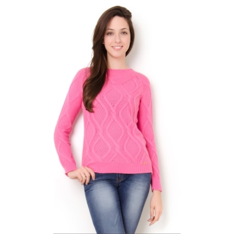 AMBICIONE - BLUSA PULL TRICOT TRABALHADO TRANÇAS - PINK