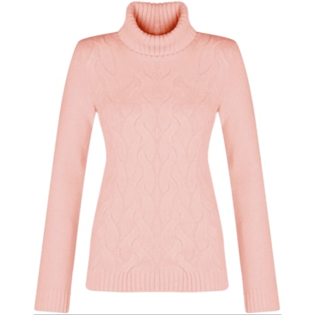 AMBICIONE - BLUSA TRICÔ MOUSSE TRANÇAS GOLA ALTA - ROSA CHÁ