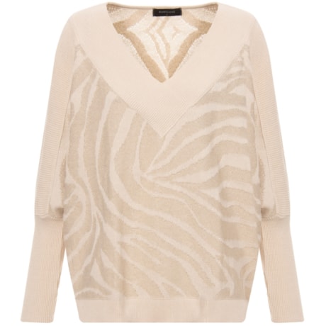 AMBICIONE - BLUSA TRICOT AMPLA DECOTE V - BEGE