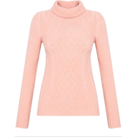 AMBICIONE - BLUSA TRICOT GOLA ALTA FIO MOUSSE - SALMÃO