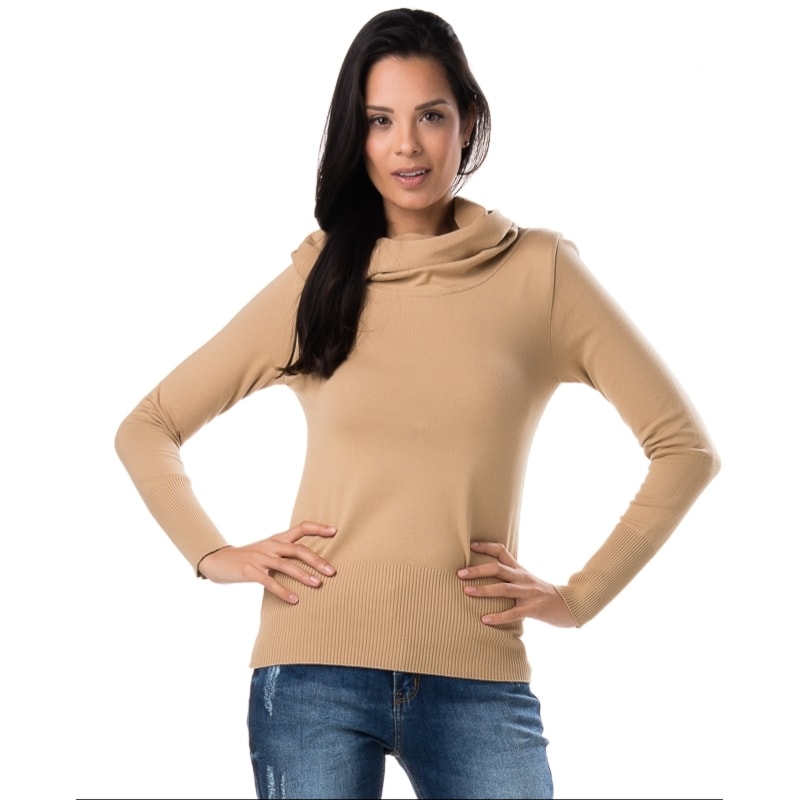 AMBICIONE - BLUSA TRICOT GOLA BOBA - BEGE