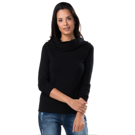 AMBICIONE - BLUSA TRICOT GOLA BOBA - PRETO