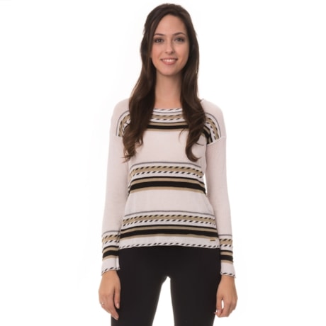 AMBICIONE - BLUSA TRICOT LISTRAS - P&B AMBICIONE - BLUSA TRICOT LISTRAS - P&B
