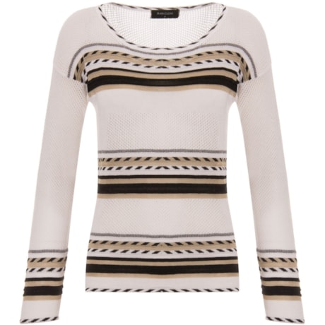AMBICIONE - BLUSA TRICOT LISTRAS - P&B AMBICIONE - BLUSA TRICOT LISTRAS - P&B