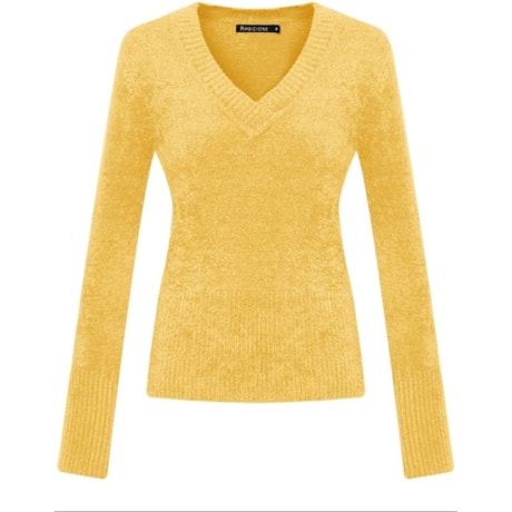 AMBICIONE - BLUSA TRICOT PLUMA DEC. V - AMARELO AMBICIONE - BLUSA TRICOT PLUMA DEC. V - AMARELO