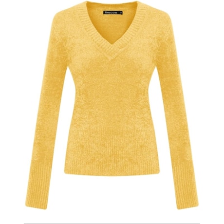 AMBICIONE - BLUSA TRICOT PLUMA DEC. V - AMARELO