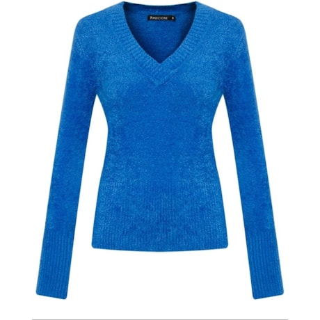 AMBICIONE - BLUSA TRICOT PLUMA DEC. V - AZUL AMBICIONE - BLUSA TRICOT PLUMA DEC. V - AZUL