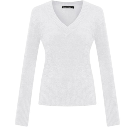 AMBICIONE - BLUSA TRICOT PLUMA DEC. V - BRANCO AMBICIONE - BLUSA TRICOT PLUMA DEC. V - BRANCO