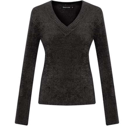 AMBICIONE - BLUSA TRICOT PLUMA DEC. V - PRETO AMBICIONE - BLUSA TRICOT PLUMA DEC. V - PRETO