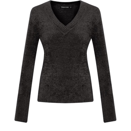 AMBICIONE - BLUSA TRICOT PLUMA DEC. V - PRETO