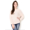 AMBICIONE - BLUSA TRICOT TRABALHADO FELPUDO FAIXAS - ROSA BEBÊ