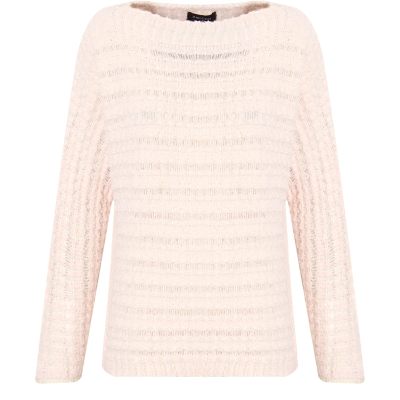 AMBICIONE - BLUSA TRICOT TRABALHADO FELPUDO FAIXAS - ROSA BEBÊ