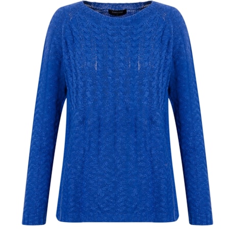 AMBICIONE - BLUSA TRICOT TRABALHADO TRANÇAS - AZUL